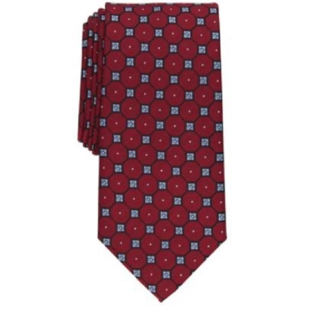 Club Room Tie Mens Red Geller Neat Geometric Necktie